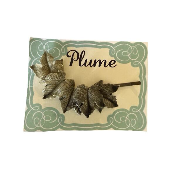 Fall Green Hairpin Vintage Leaf Hair Accessory Clips Barrette Statement Style - Picture 2 of 4